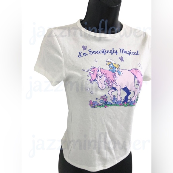 The Smurfs I’m‎ smurfingly magical graphic print white t-shirt size medium - Picture 5 of 13